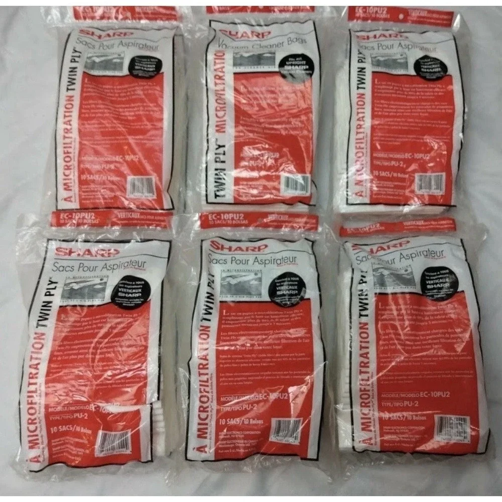 Sharp Vacuum Cleaner Bags  Model EC-10PU2 ‎ Type PU-2 (6 Packs/60Bags